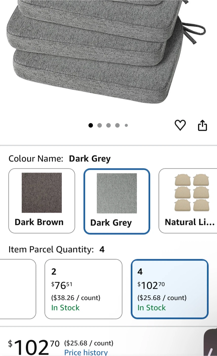 Shinnwa Chair Cushions (Set of 4) - 16.5" D x 17" W, Light Gray - photo 4