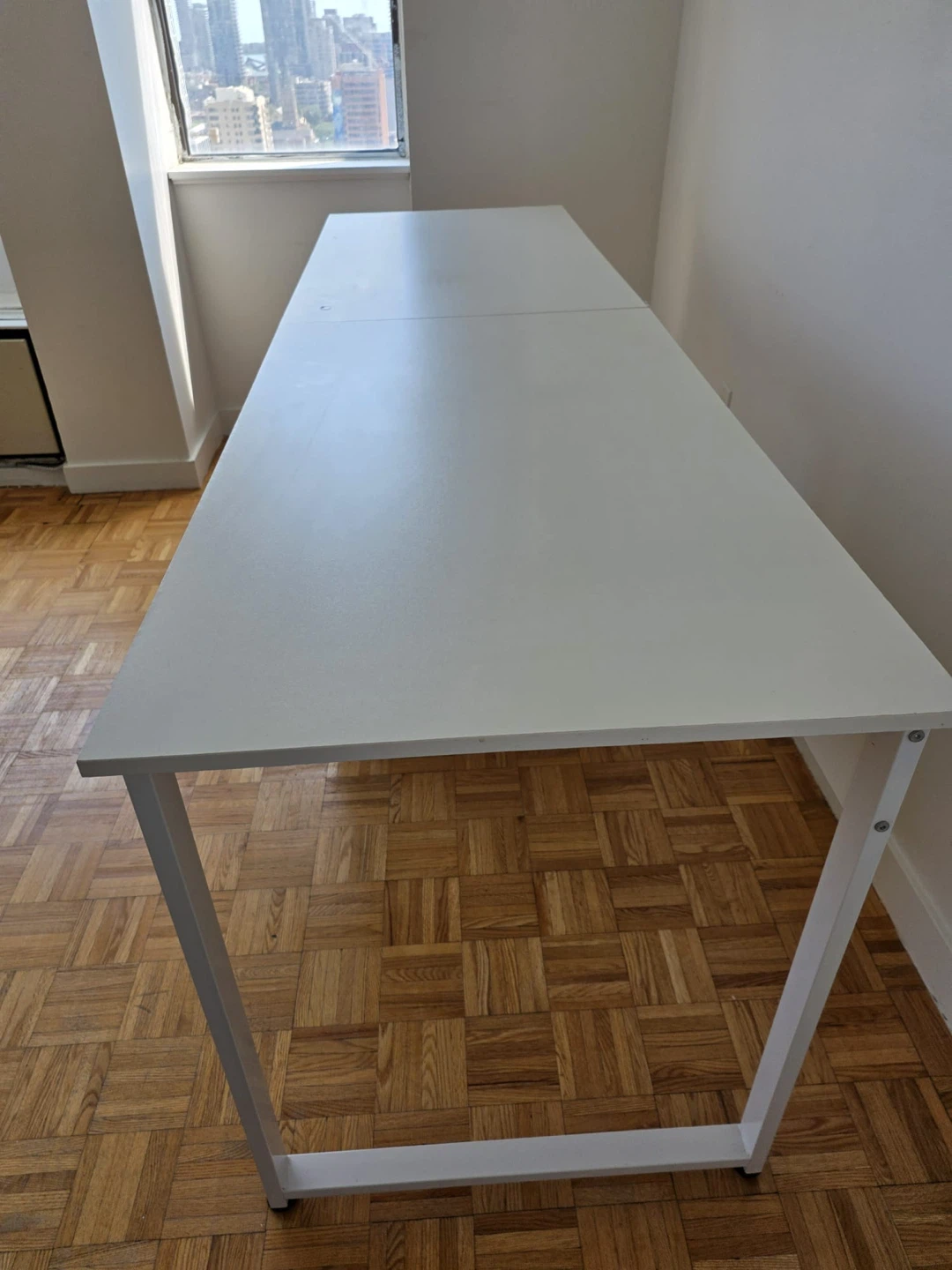 White Double Computer Desk with Shelves - photo 3