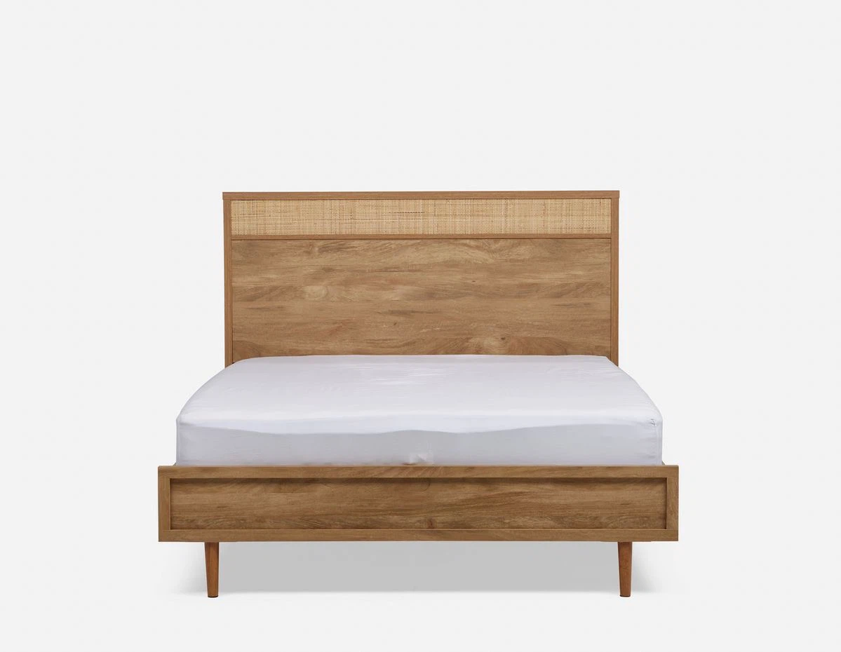 MOVING - Kayden Double Bed Frame with Rattan Headboard - photo 3