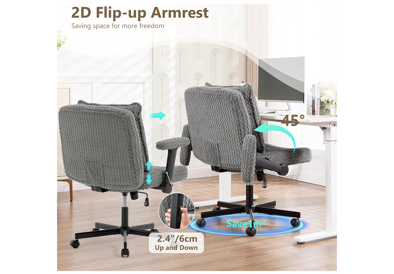 Grey Office Chair with Flip-up Armrests - photo 5