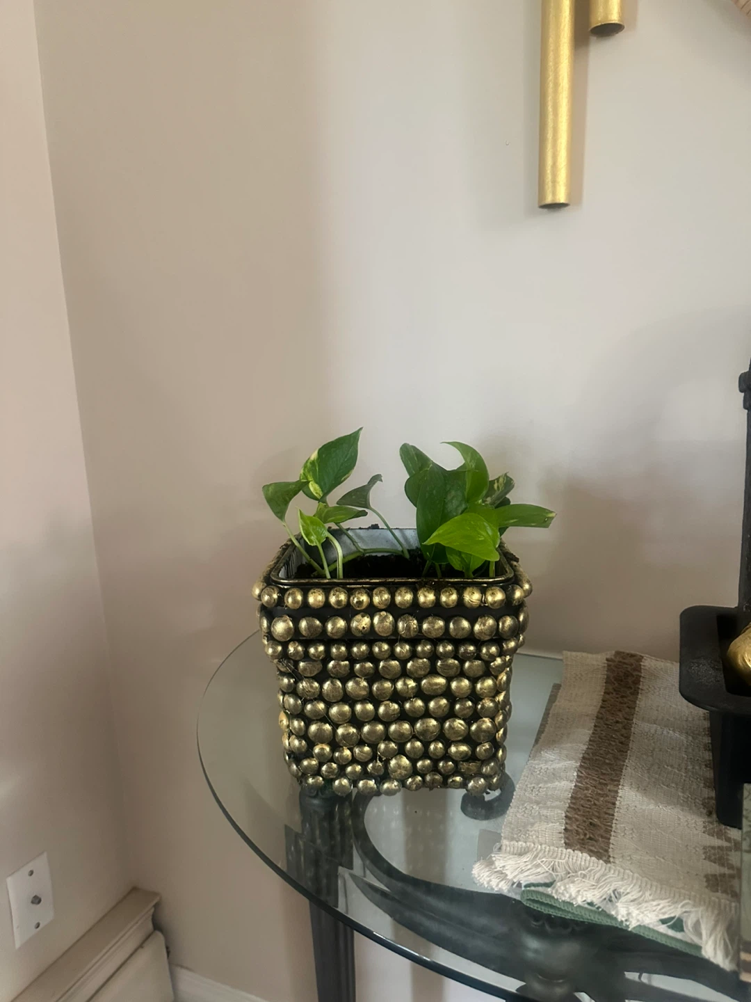 Decorative Square Planter Pot with Gold Studs - photo 2