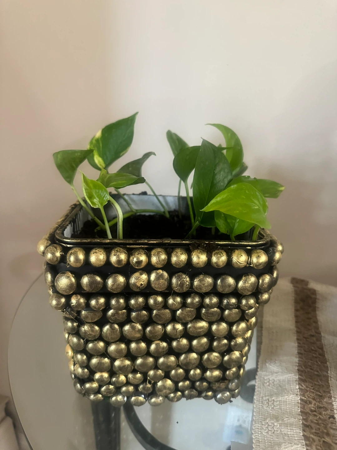 Decorative Square Planter Pot with Gold Studs - photo 3