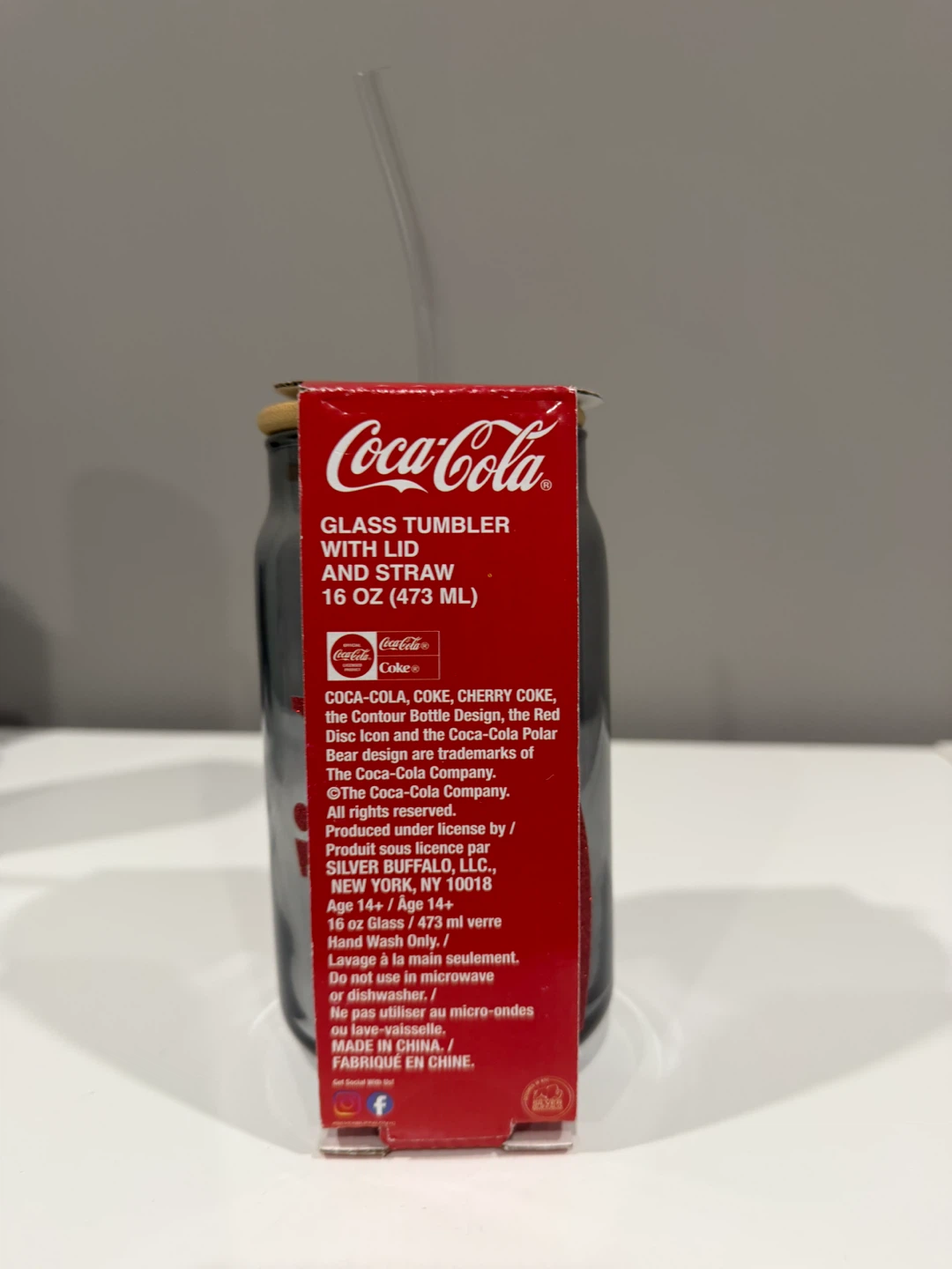 Coca-Cola 16 oz Glass Tumbler with Lid and Straw - photo 2