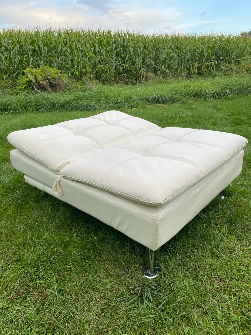 White Leather Folding Convertible Lounge Chair (CAN DELIVER) - photo 4