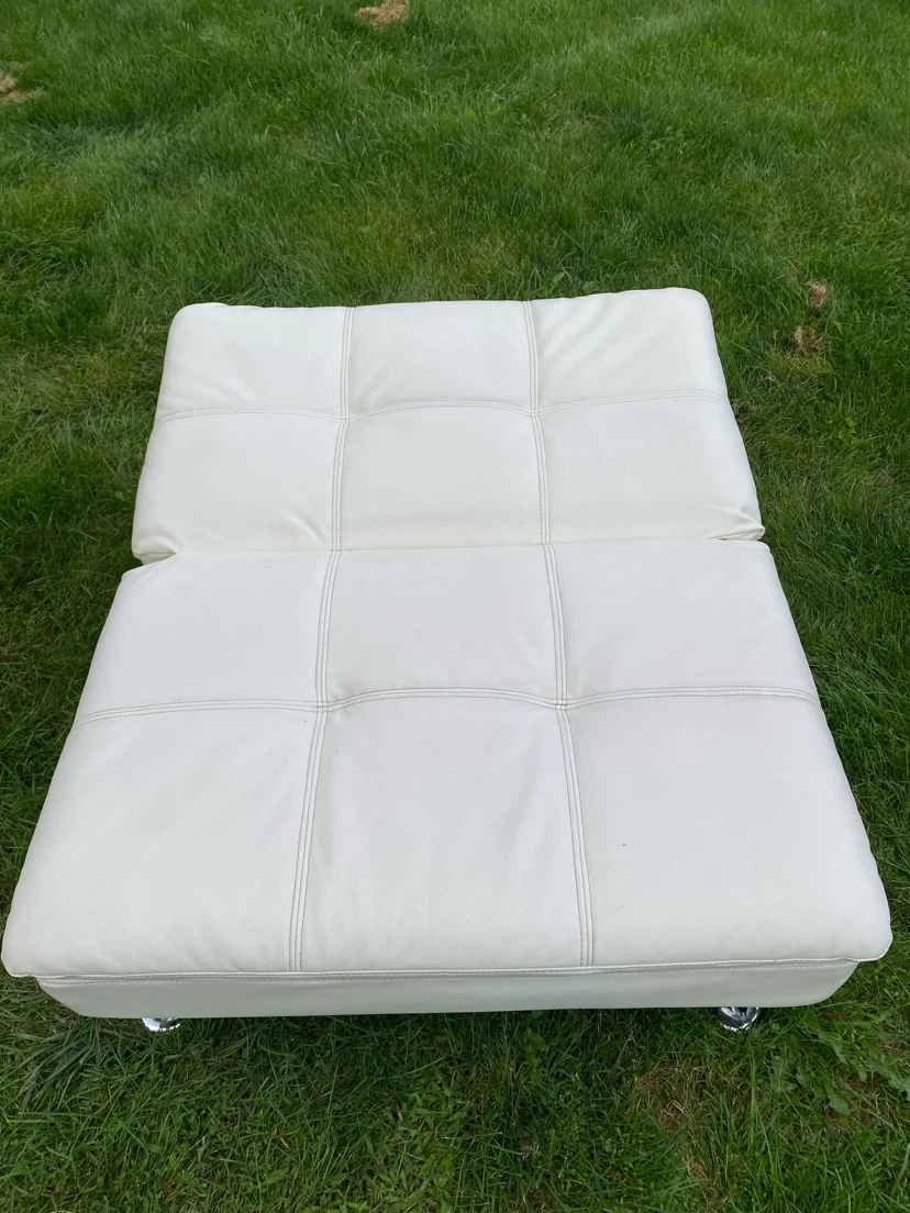White Leather Folding Convertible Lounge Chair (CAN DELIVER) - photo 5