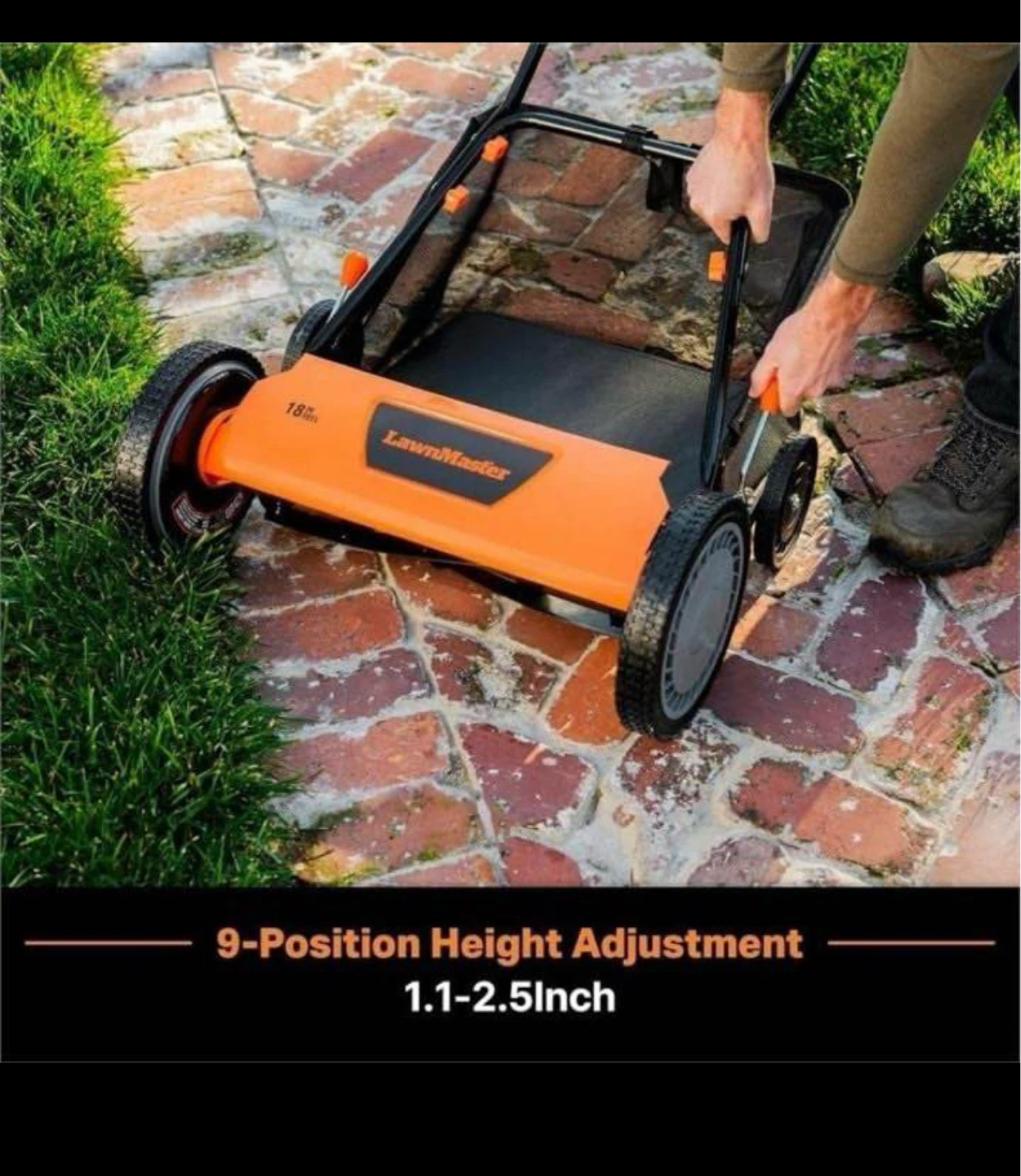 Lawnmaster LMRM1801 Push Reel Lawn Mower 18-Inch 5-Blade - photo 2
