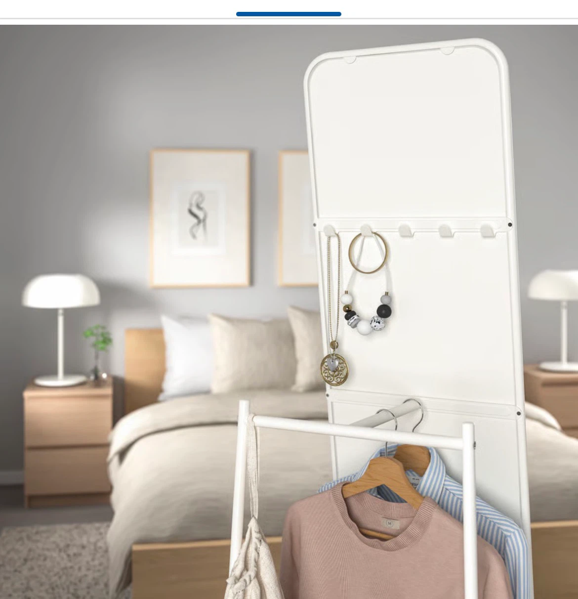 IKEA Mirror with Stand and Hooks