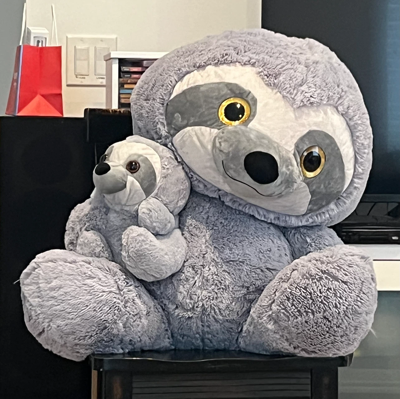 Sloth mommy and baby stuff toy, huge