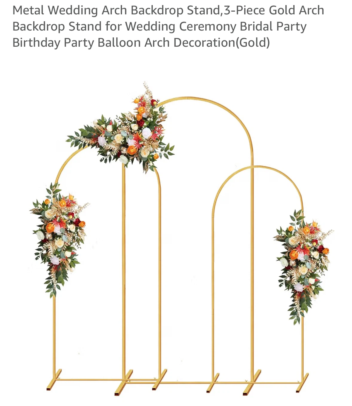 3-Piece Gold Arch Backdrop Stand Set