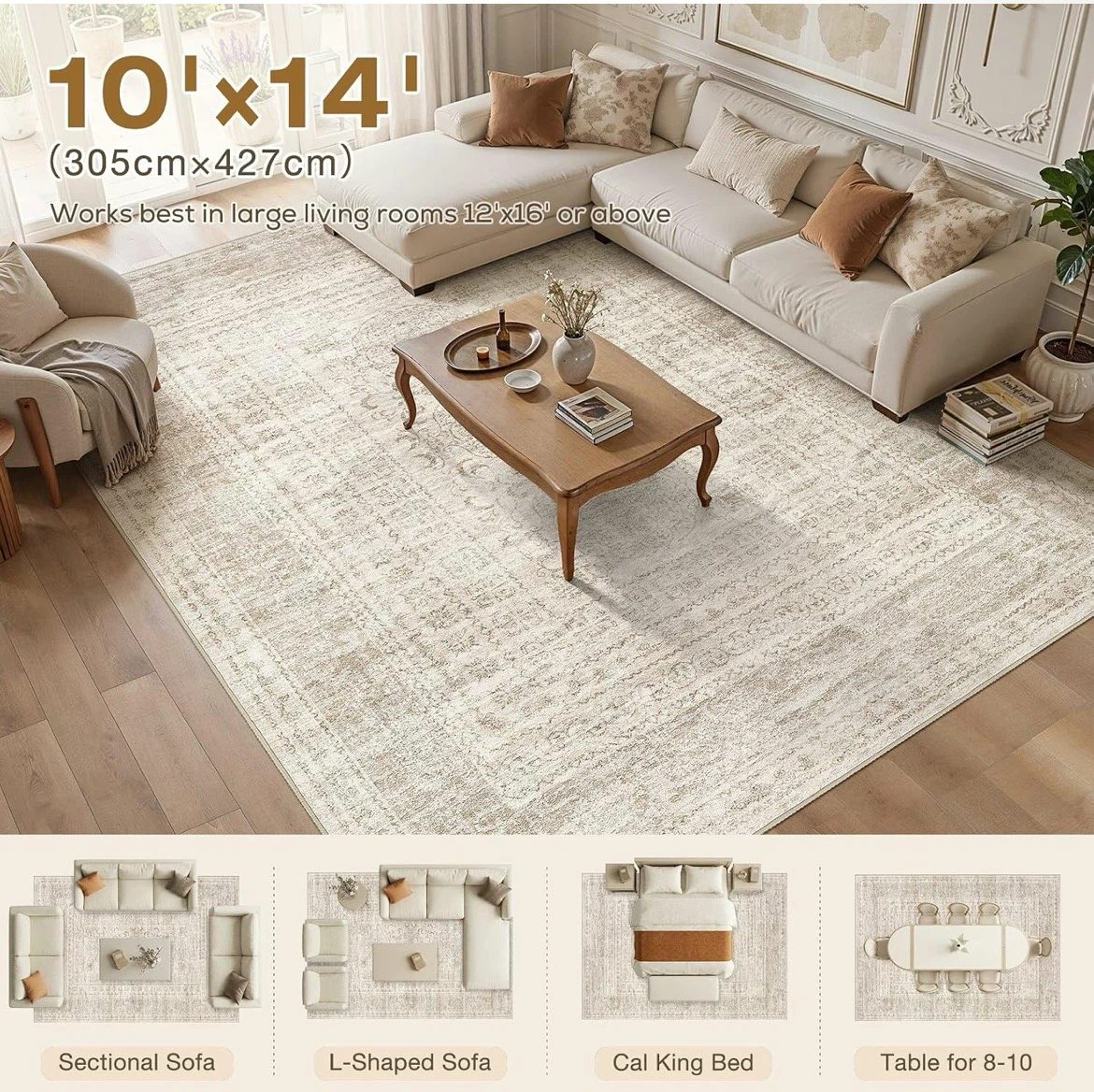 10' x 14' Area Rug - Beige Brown - photo 4