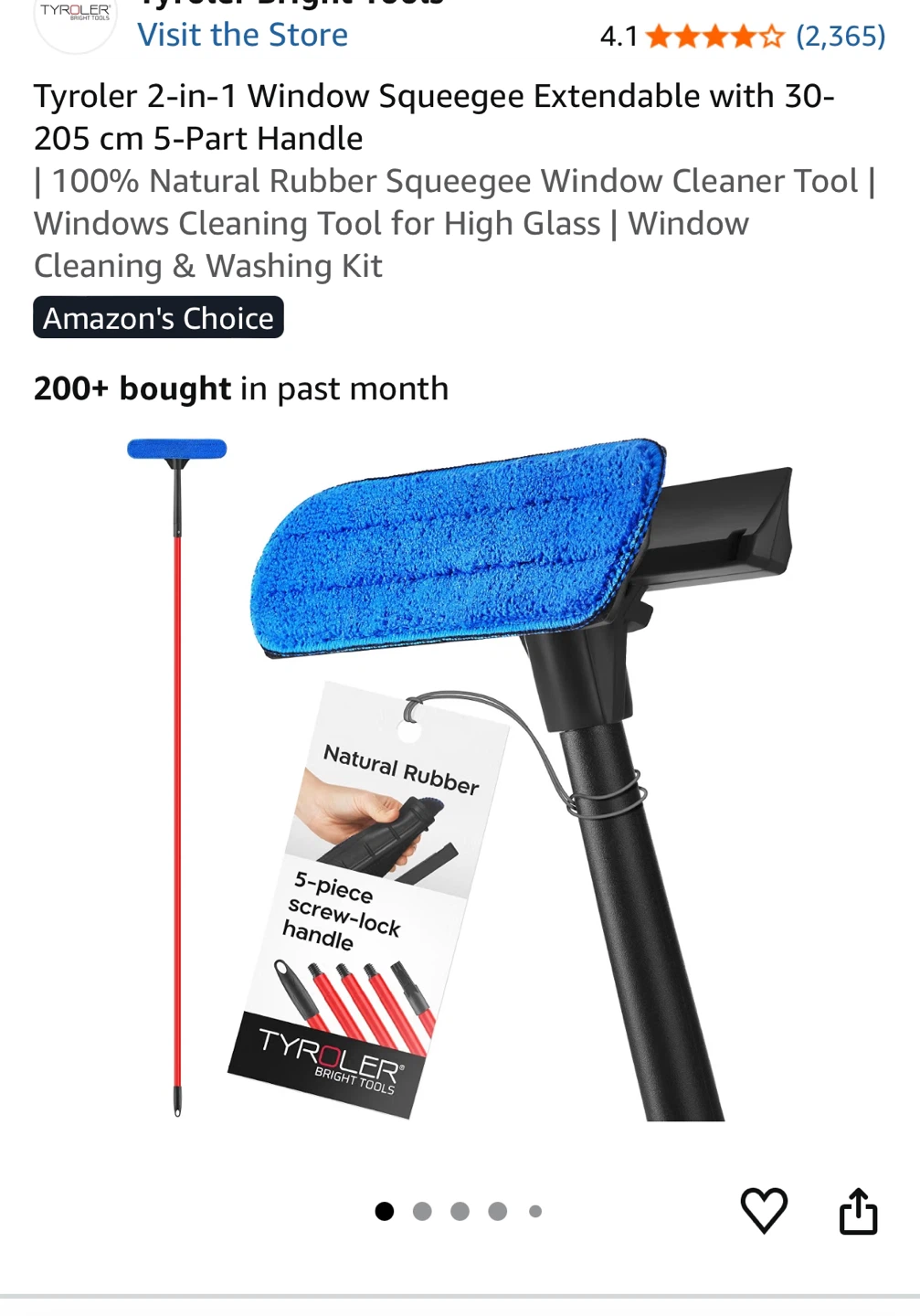 Tyroler 2-in-1 Window Squeegee Extendable 30-205 cm
