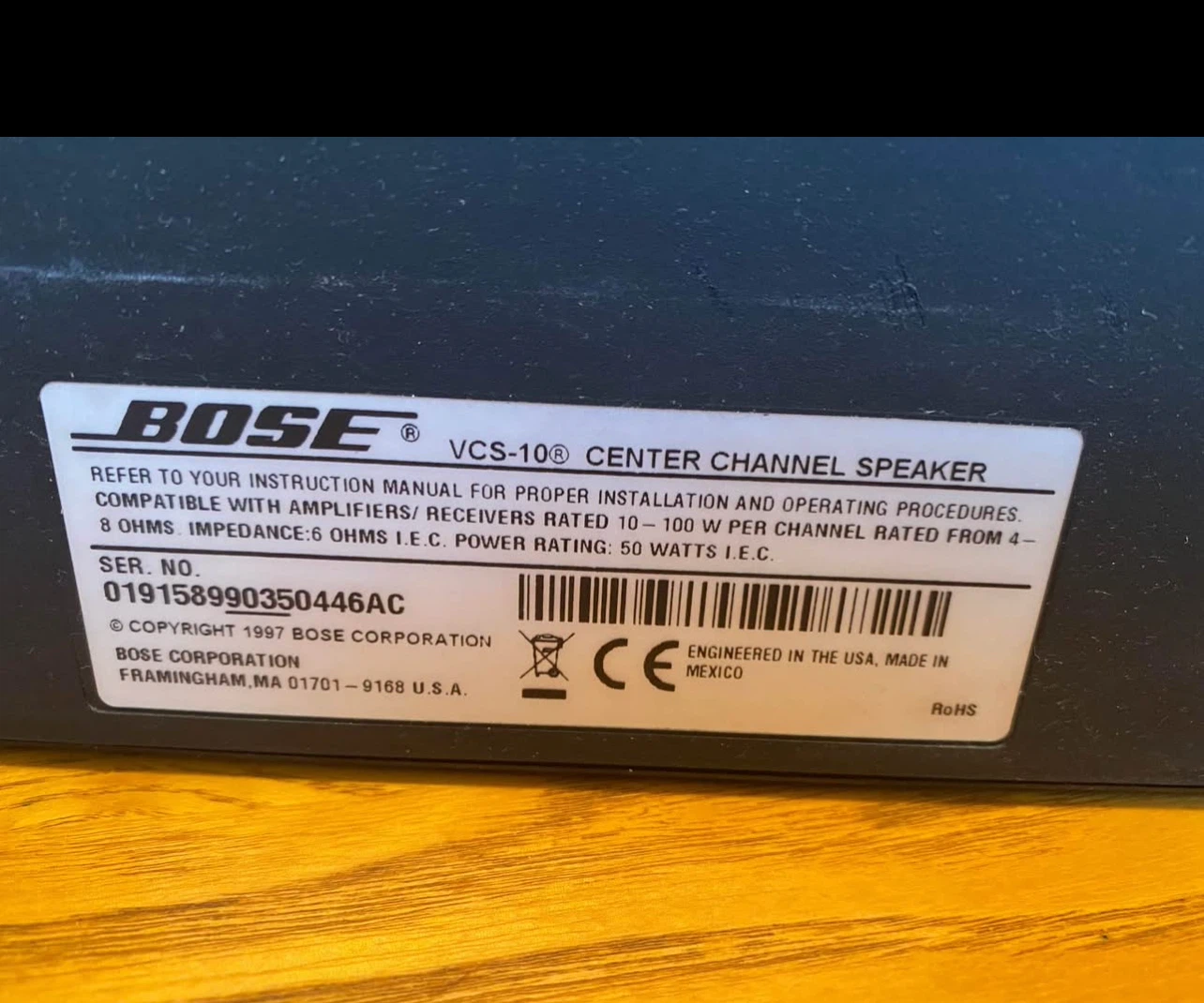 BOSE Center Channel Speaker, Like New - photo 3