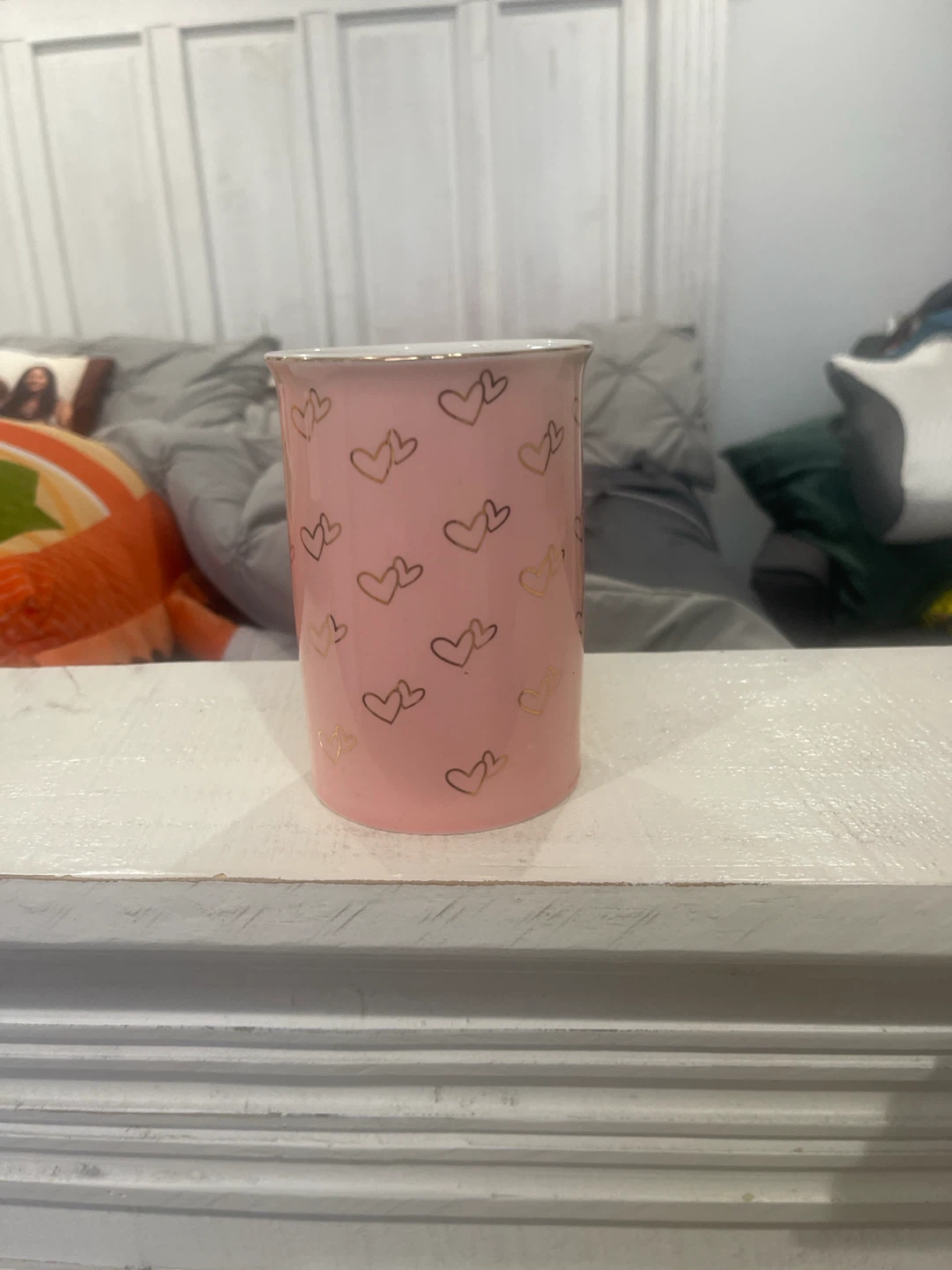 Pink Cup with Gold Hearts