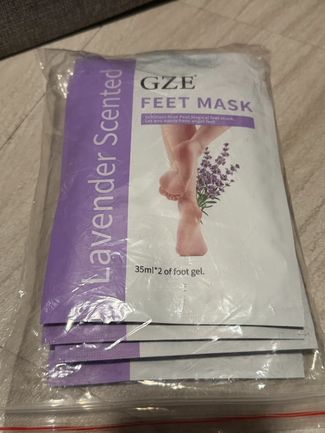 GZE Lavender Scented Exfoliating Foot Mask - 4 Pack