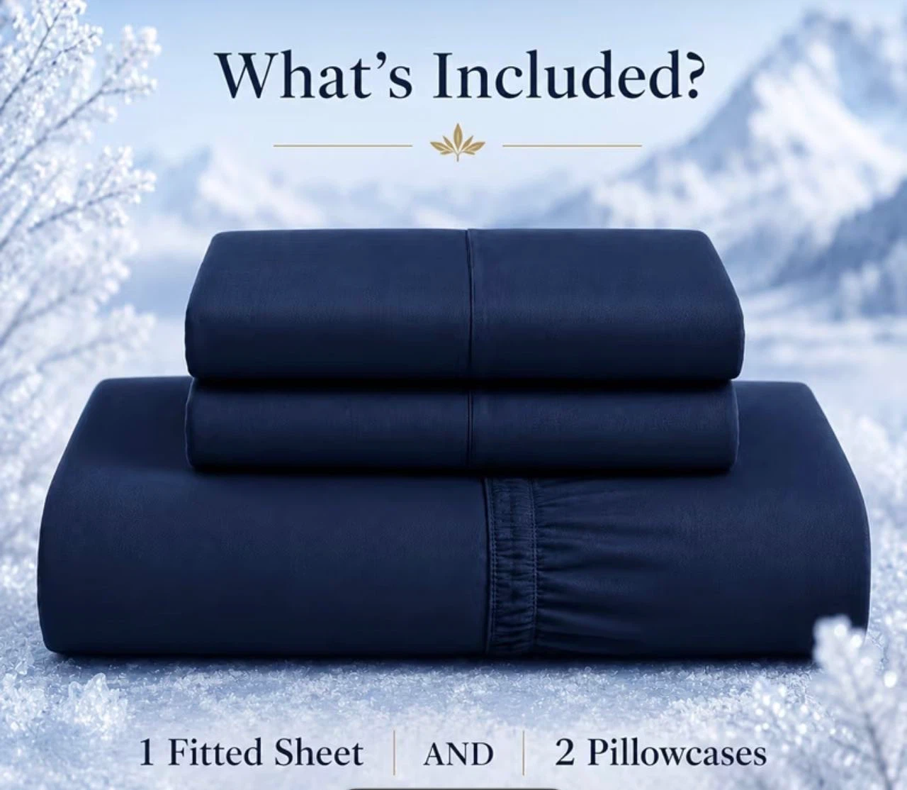 Dark blue Bed Sheet Set - 1 Fitted Sheet, 2 Pillowcases