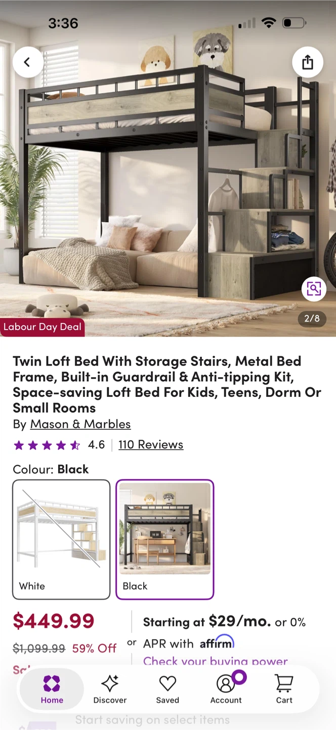Twin Loft Bed with Storage Stairs - Black - photo 2