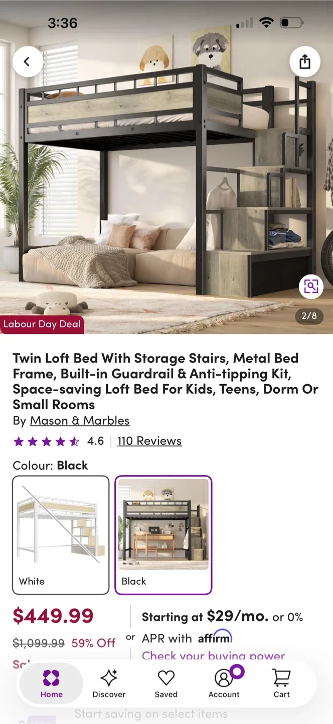 Twin Loft Bed with Storage Stairs - Black - photo 2