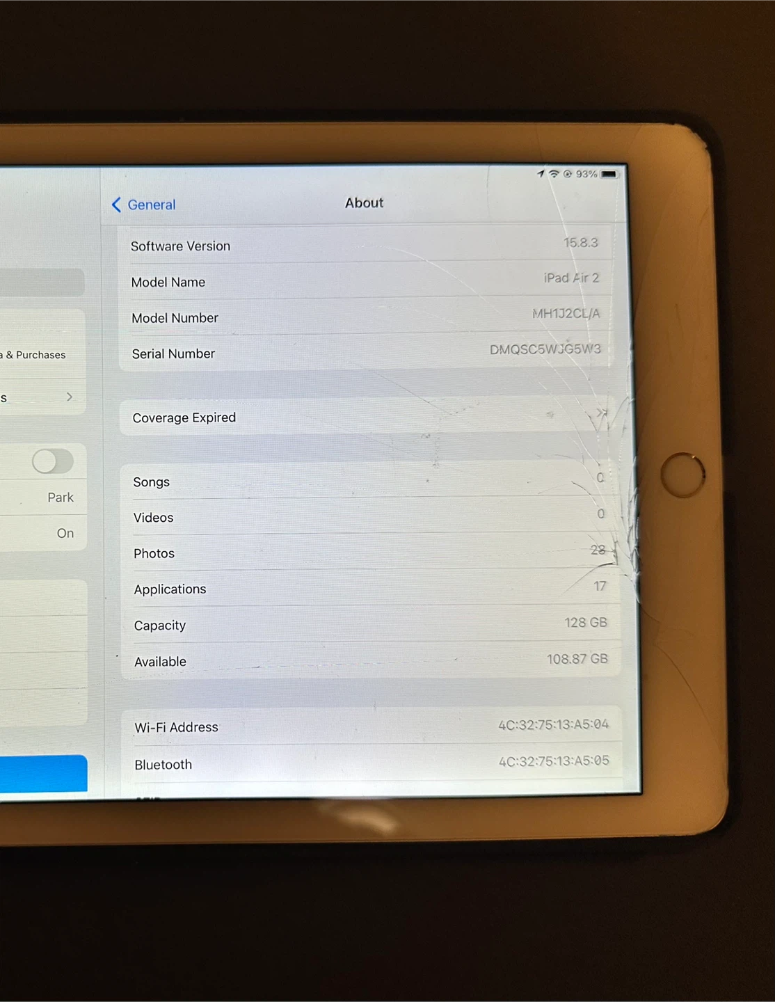 iPad Air 2 128GB – Cracked Screen – For Repair or Parts - photo 3
