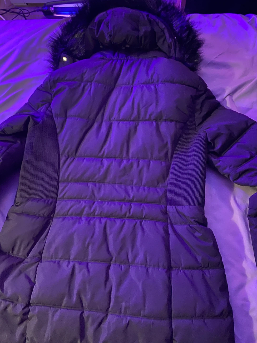 Dkny faux trim hooded puffer coat - photo 2