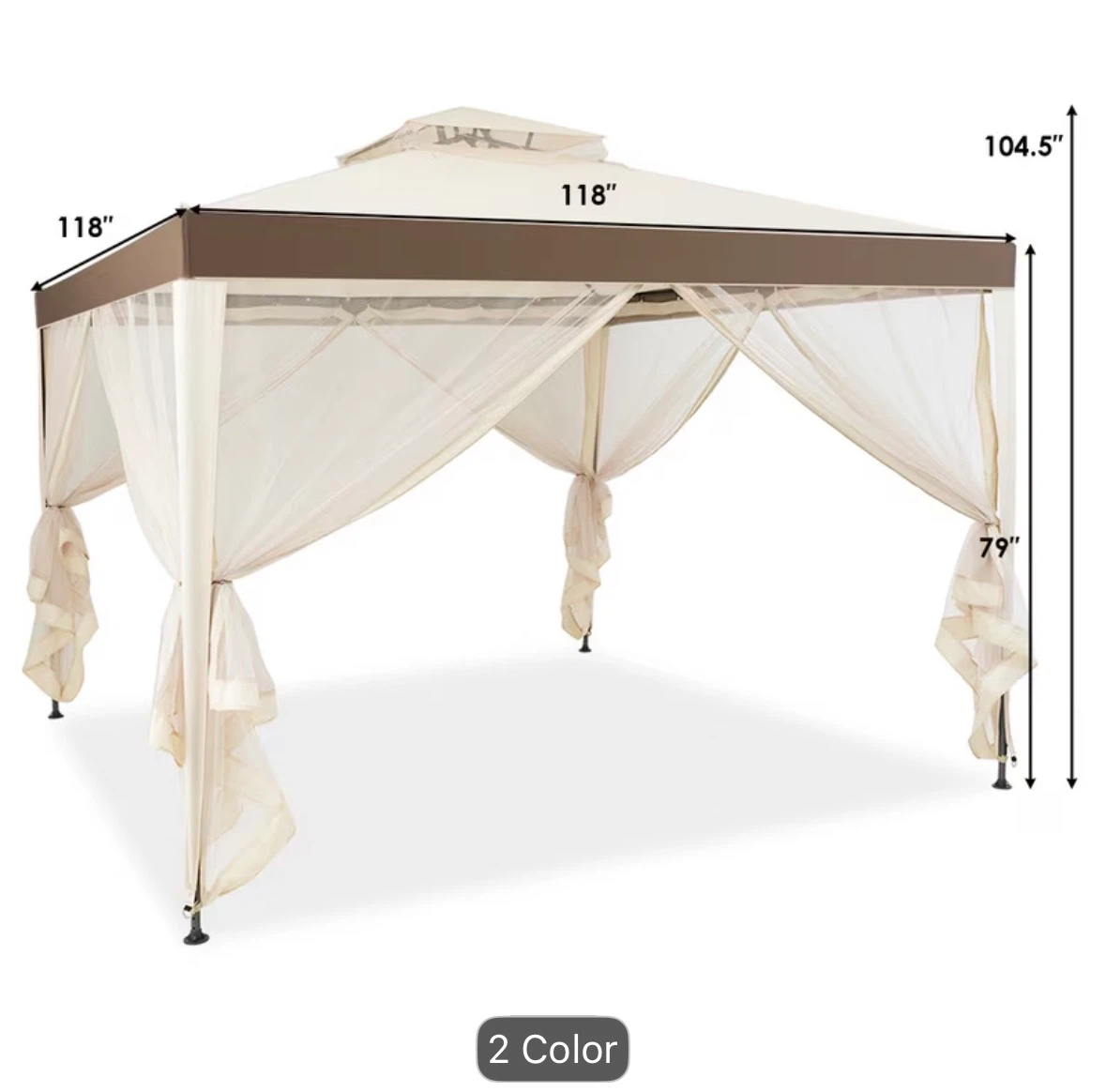 Outdoor Gazebo Canopy with Netting - photo 4