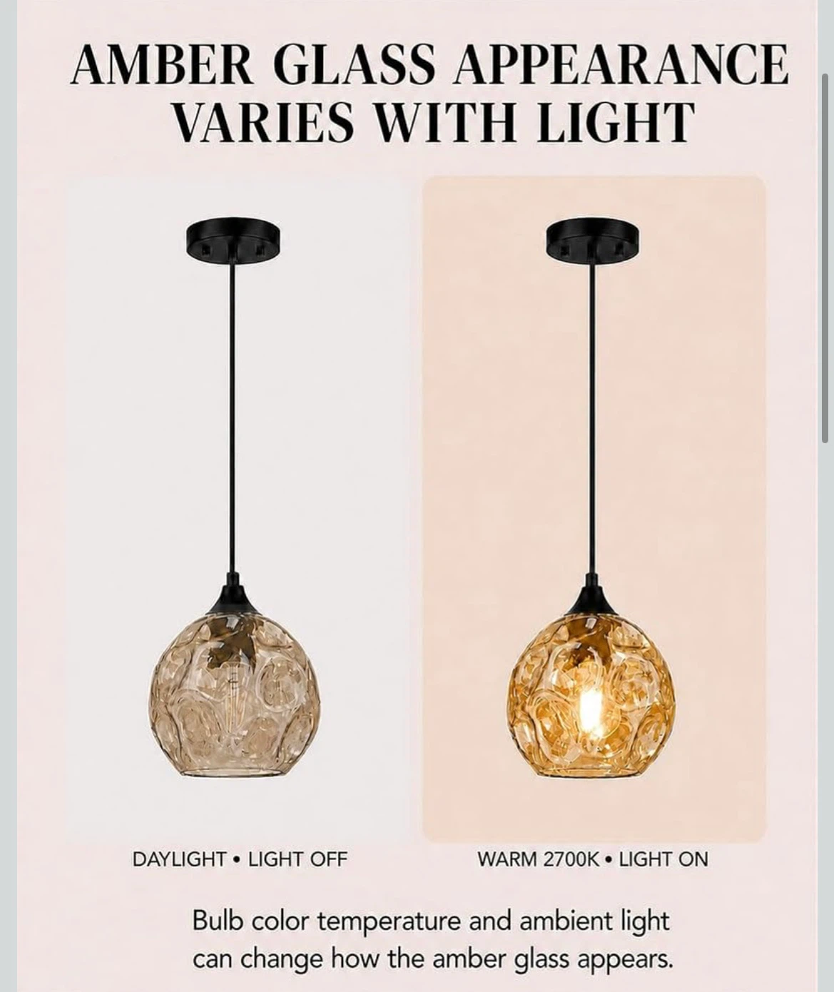 EMLIVIAR 3-Light Pendant Chandelier Amber Glass - photo 3
