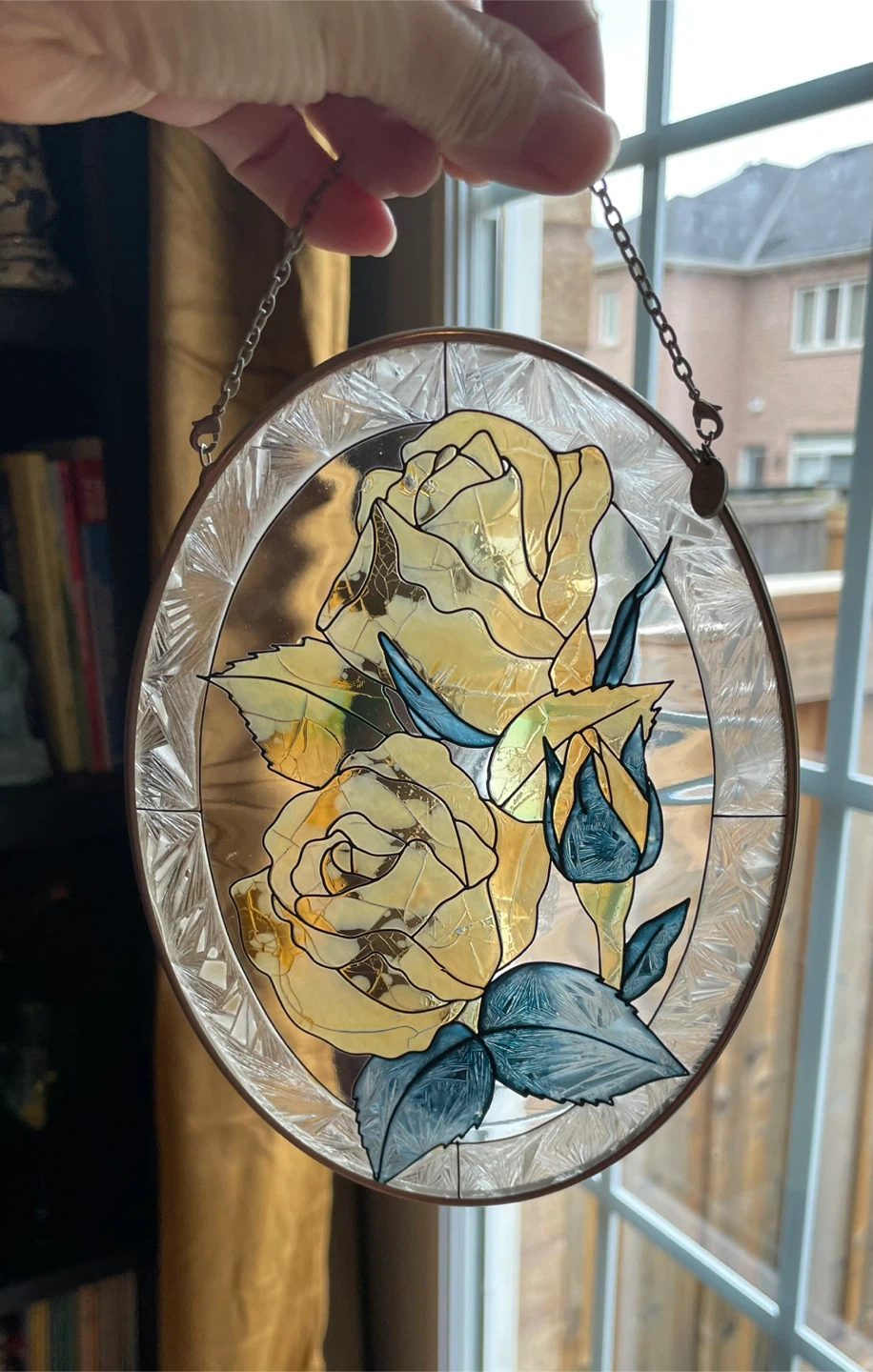 Stained Glass Sun Catcher - Yellow Roses