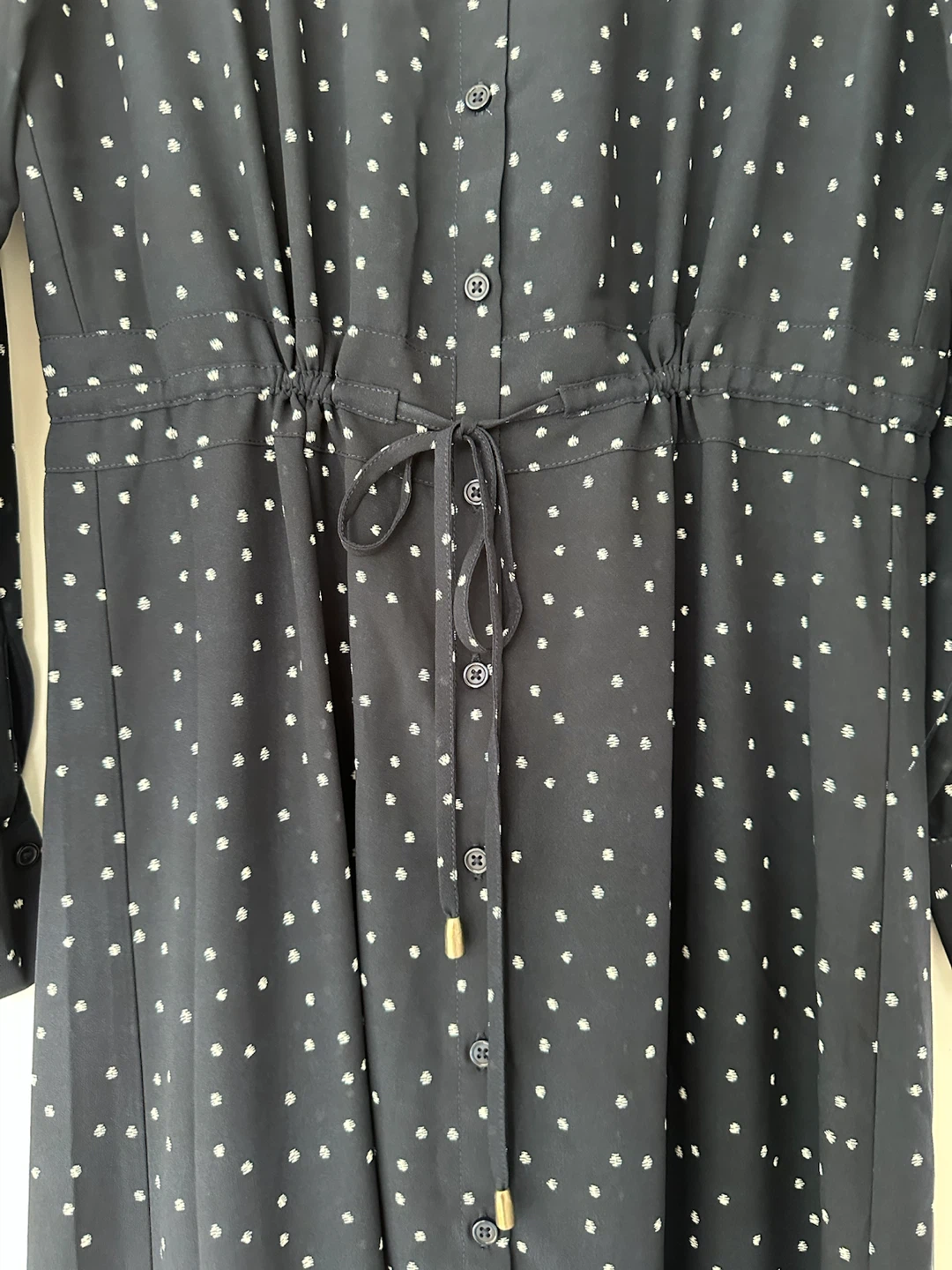 Etam Navy Polka Dot Shirt Dress - Size M - photo 3