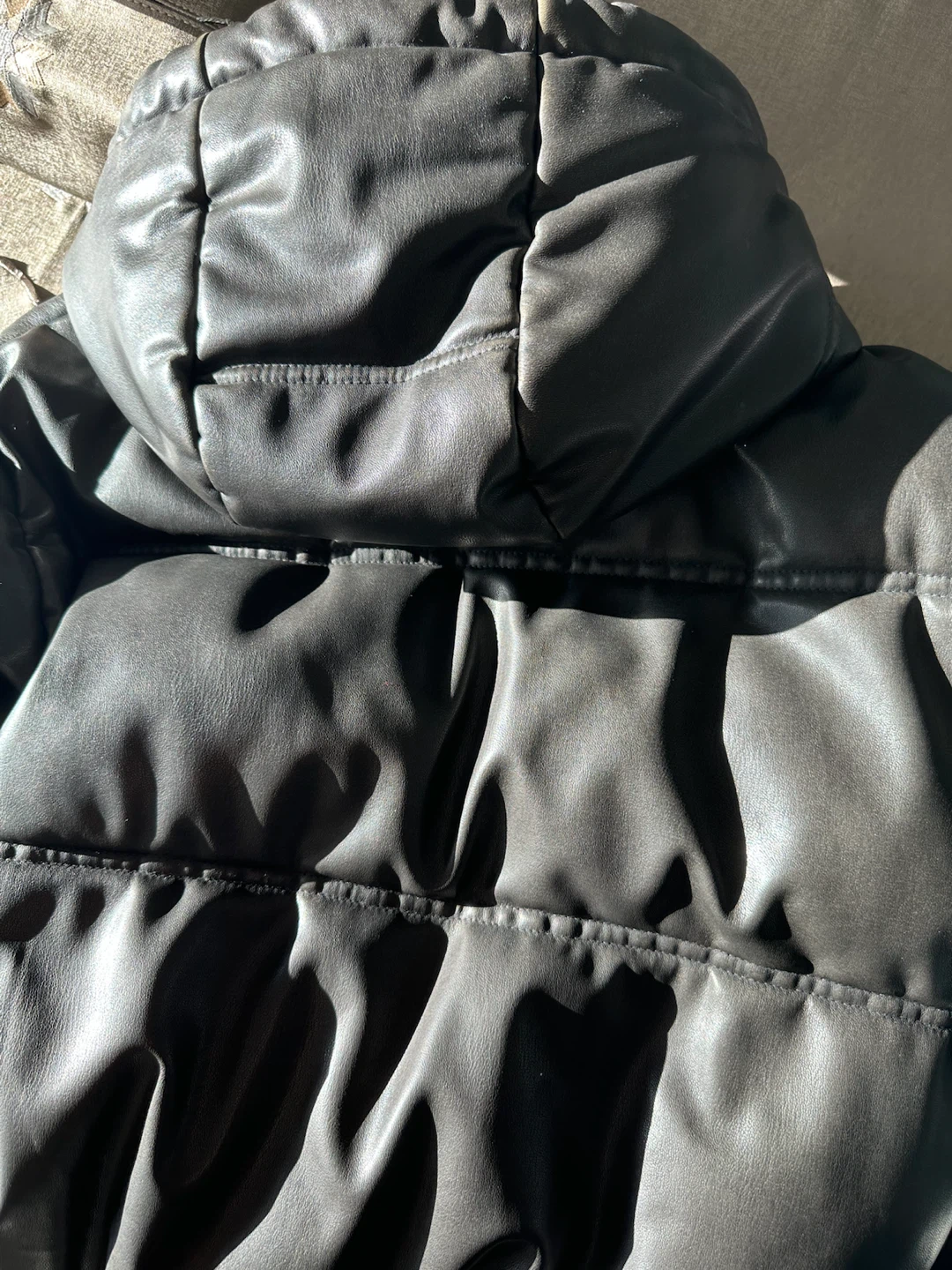 ZARA Black Faux Leather Puffer Jacket - photo 4