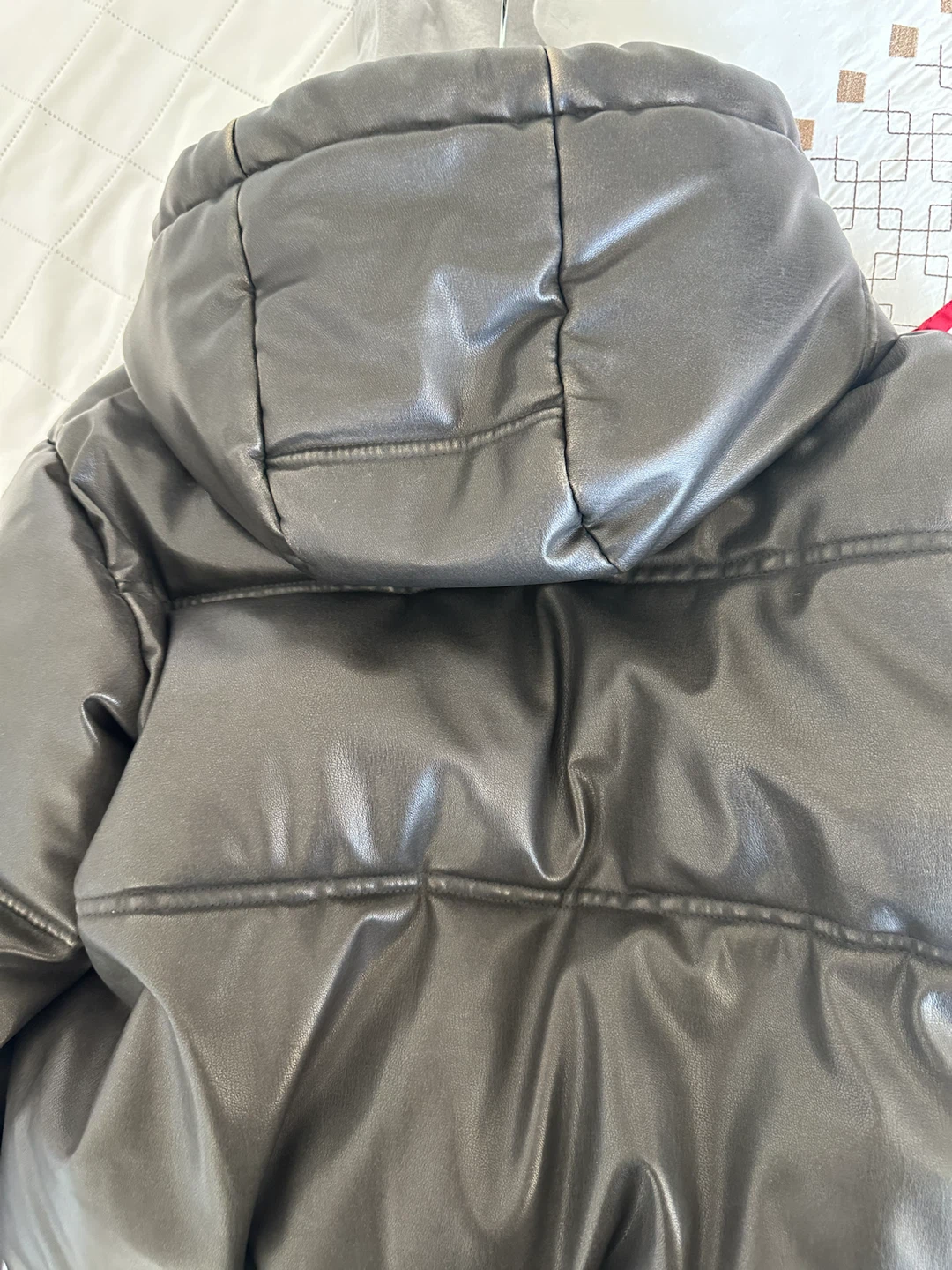 ZARA Black Faux Leather Puffer Jacket - photo 5