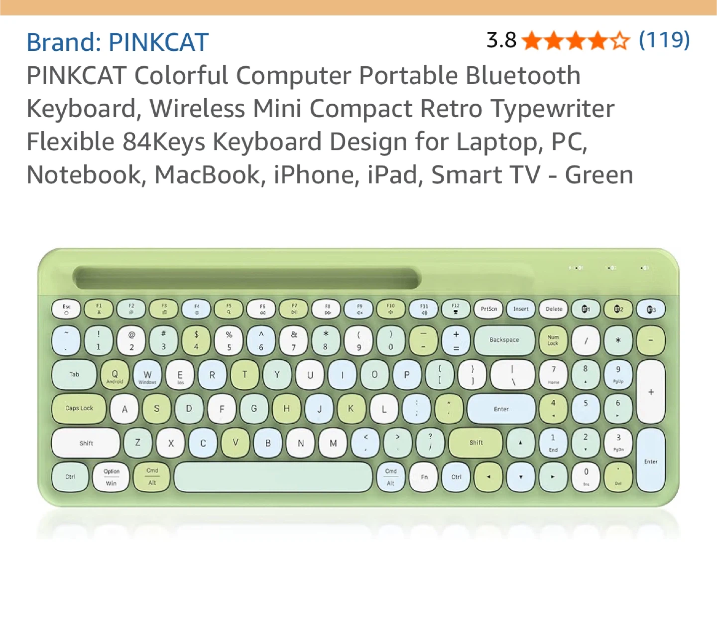 PINKCAT Colorful Retro Typewriter Bluetooth Keyboard - Green