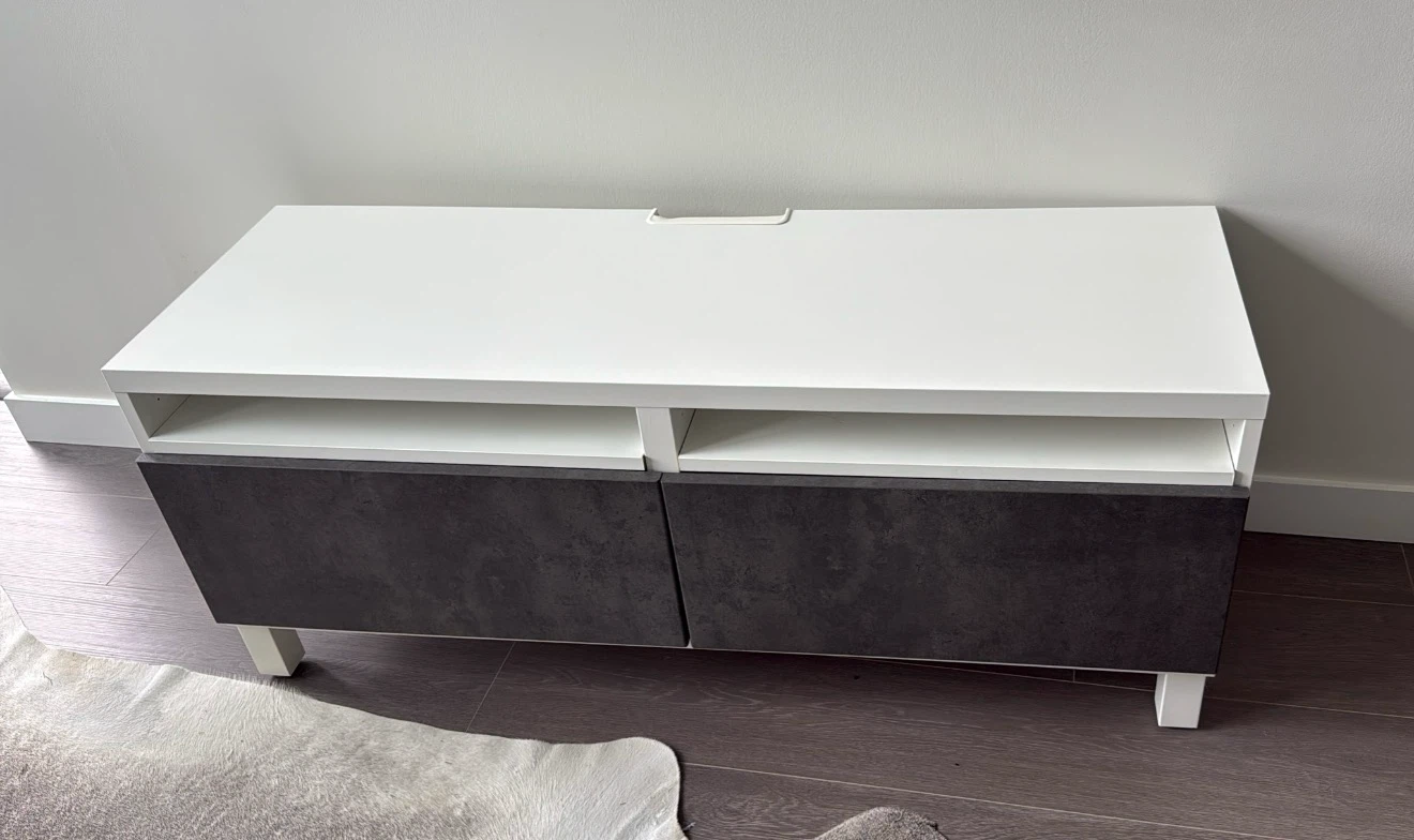 White and Dark Grey tv stand