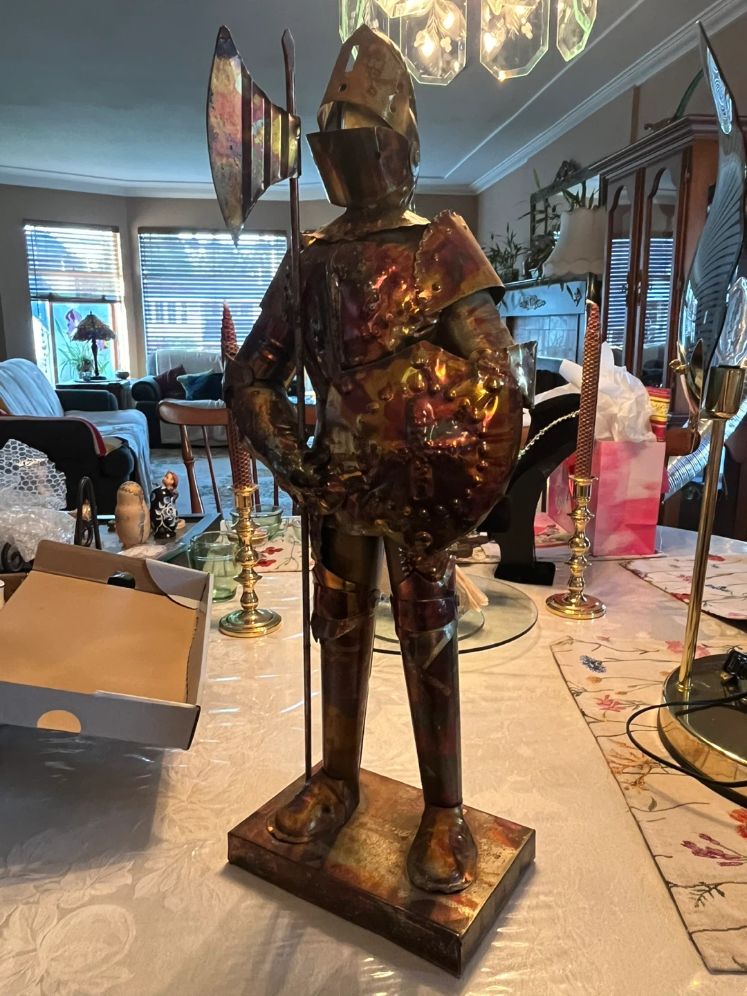 Large mid century copper knight 13”