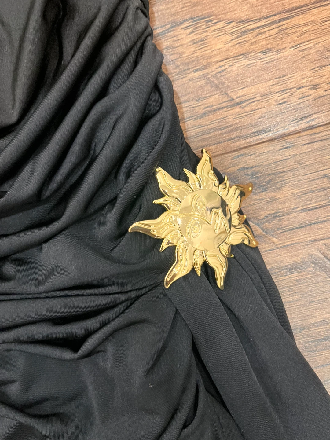 GIGIL'S Black Ruched One-Shoulder Dress with Sun Detail - photo 2