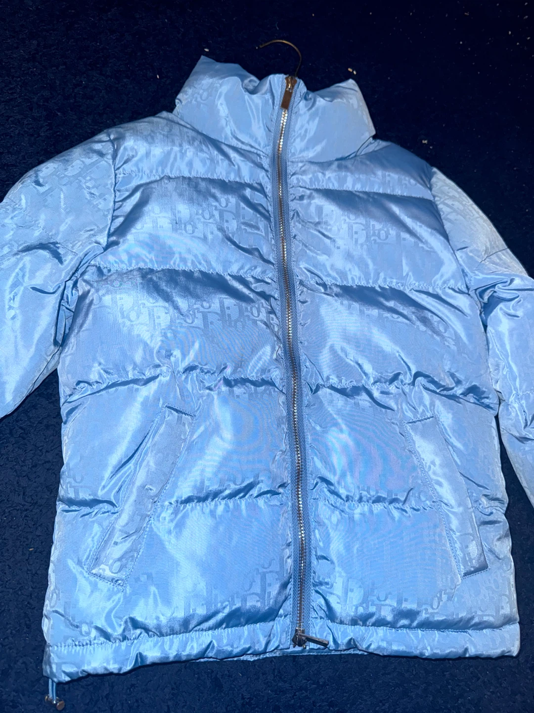 Dior Puffer Jacket Baby Blue Monogram kids