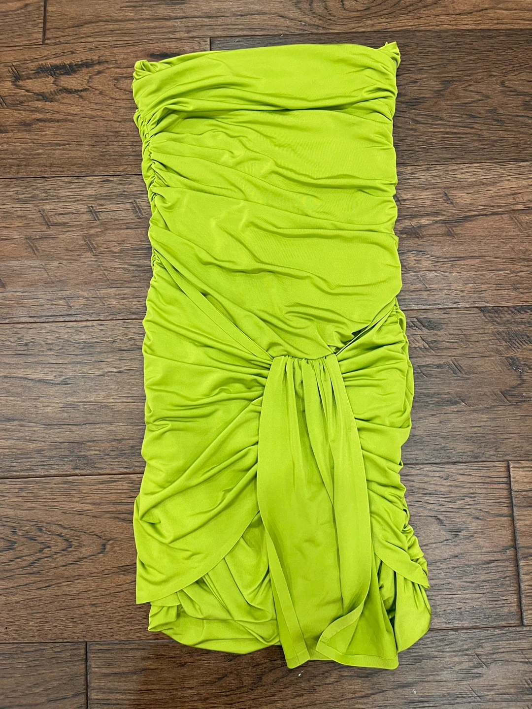 Love On Friday Lime Ruched Strapless Dress Size S