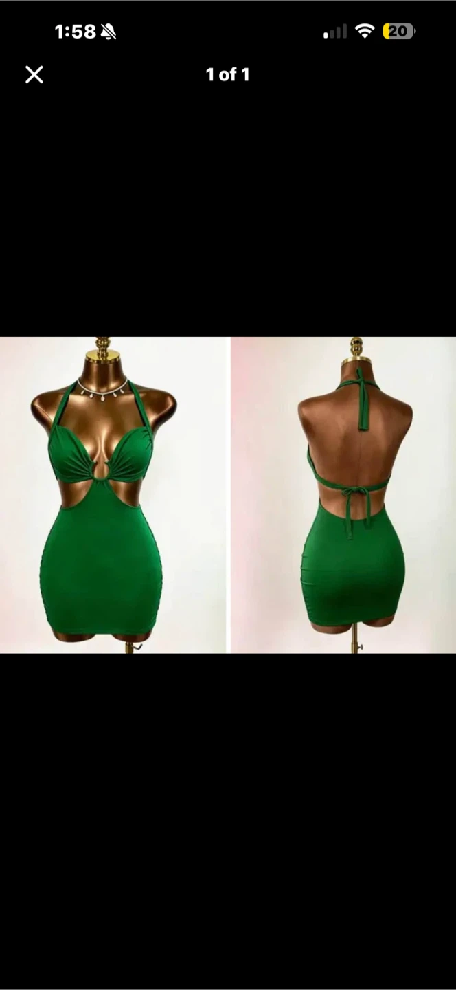 Brand new Green Cut-Out Halter Mini Dress. Sliced small.