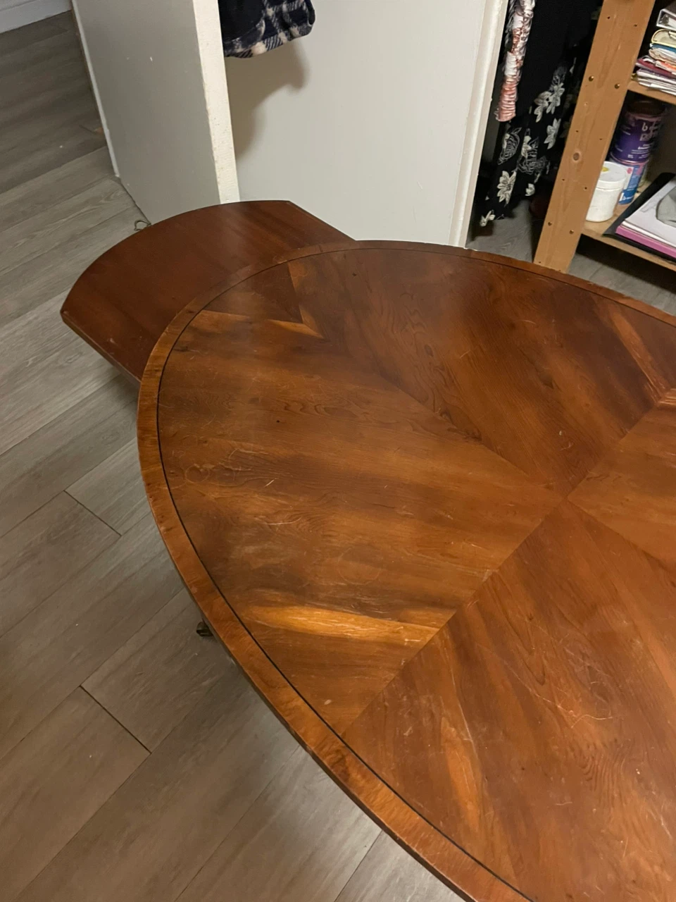 Wooden Oval Coffee Table with Extension Leaf - photo 4