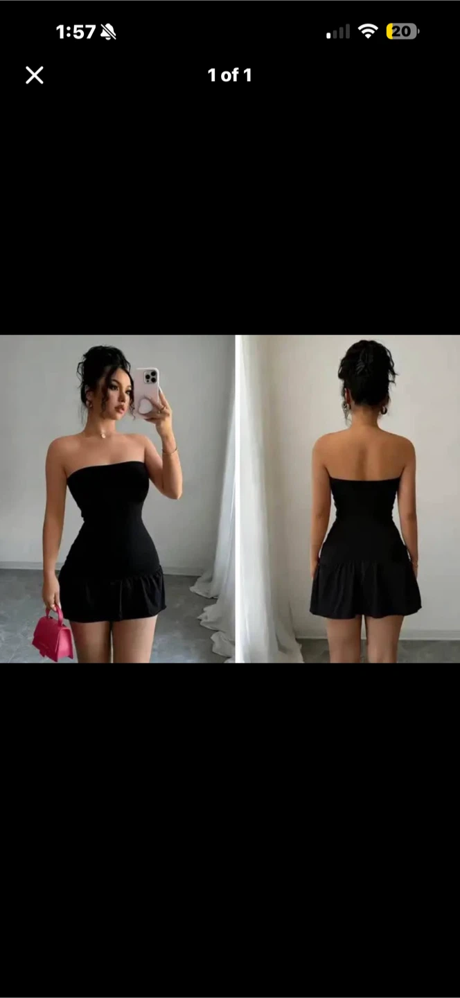 Brand new Black Strapless Mini Dress with Ruffle Hem size small