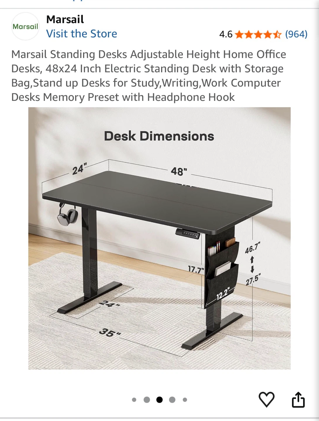 Standing Desk 48x24 Inch