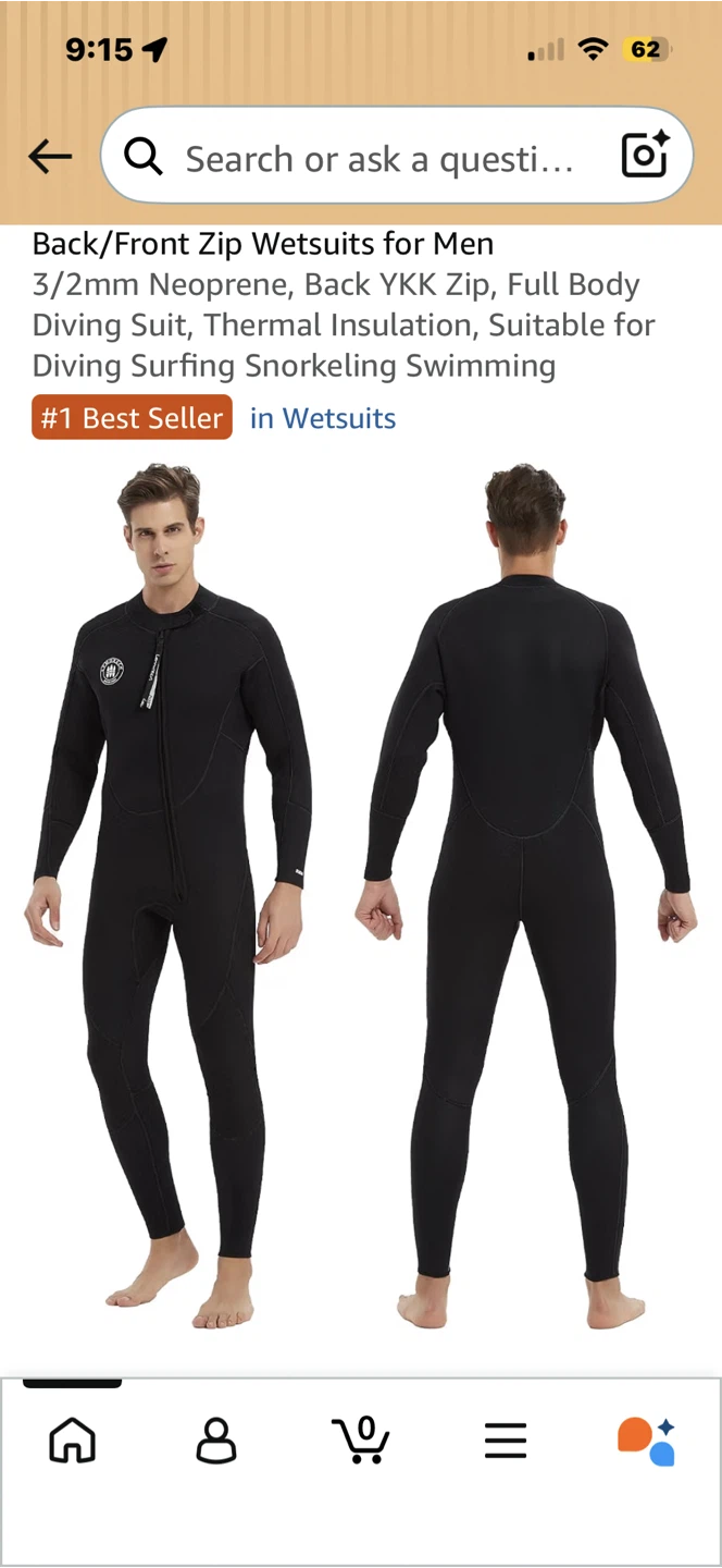 Lemorean Men's 3/2mm Wetsuit