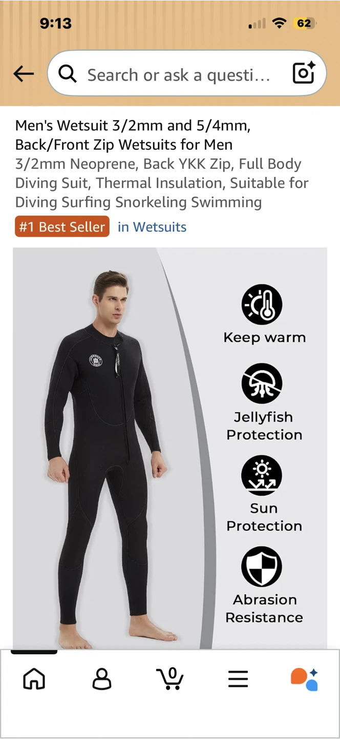 Lemorean Men's 3/2mm Wetsuit - photo 5