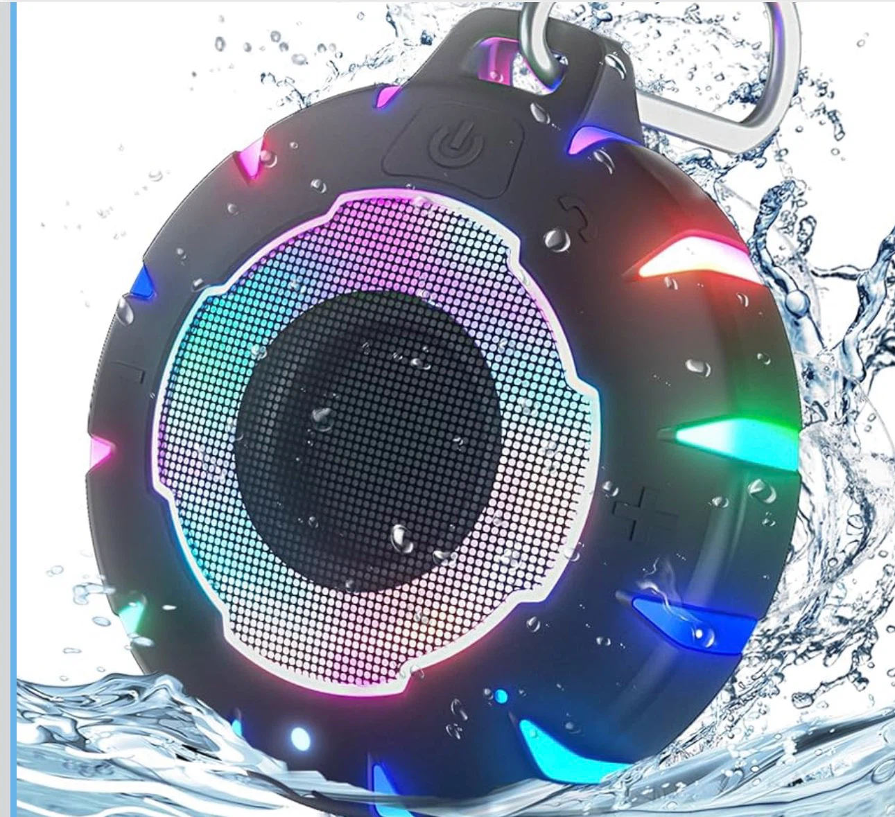 Heysong Waterproof Bluetooth Speaker with RGB Lighting Effects
