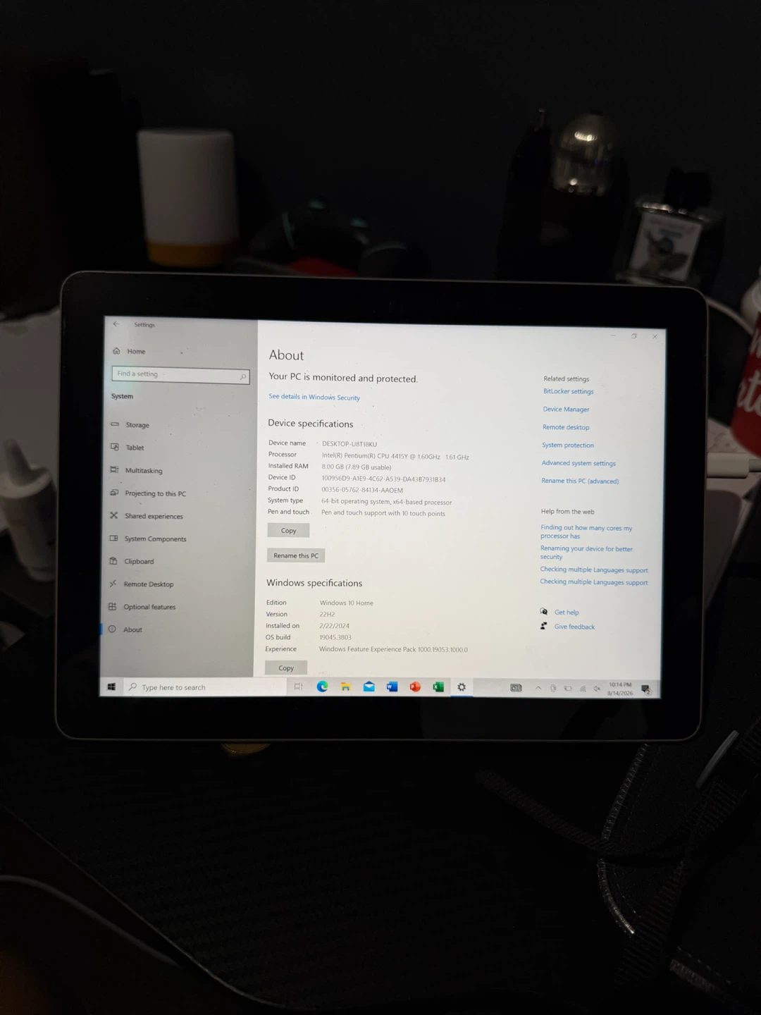 Microsoft Surface Go 8GB RAM Intel Pentium 4415Y