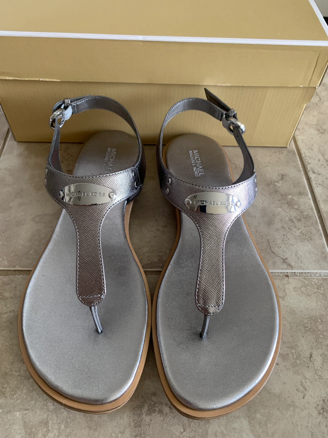 Michael Kors Silver Thong Sandals - New (Size9) - photo 2
