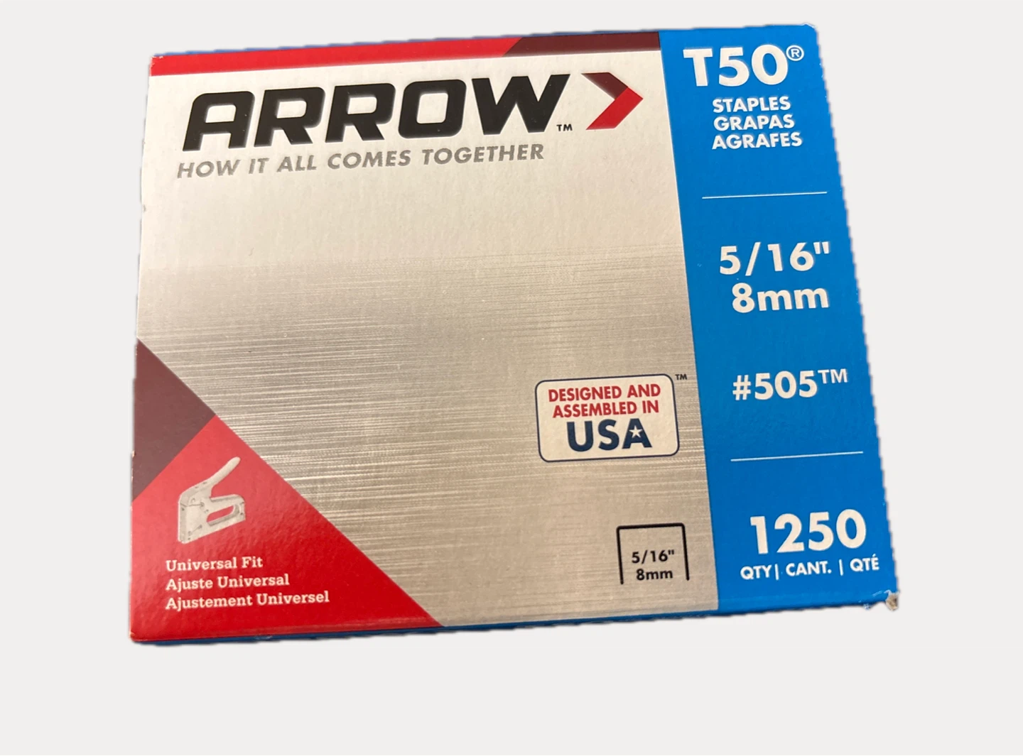Arrow T50 Staples 5/16" 8mm - 1250 Count