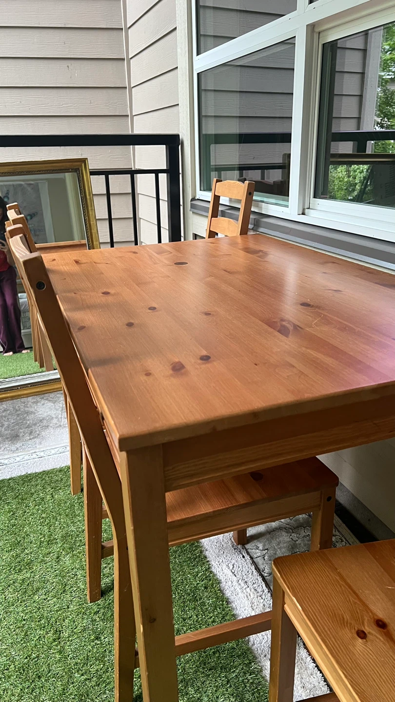 Wooden table + 4 matching chairs - photo 5
