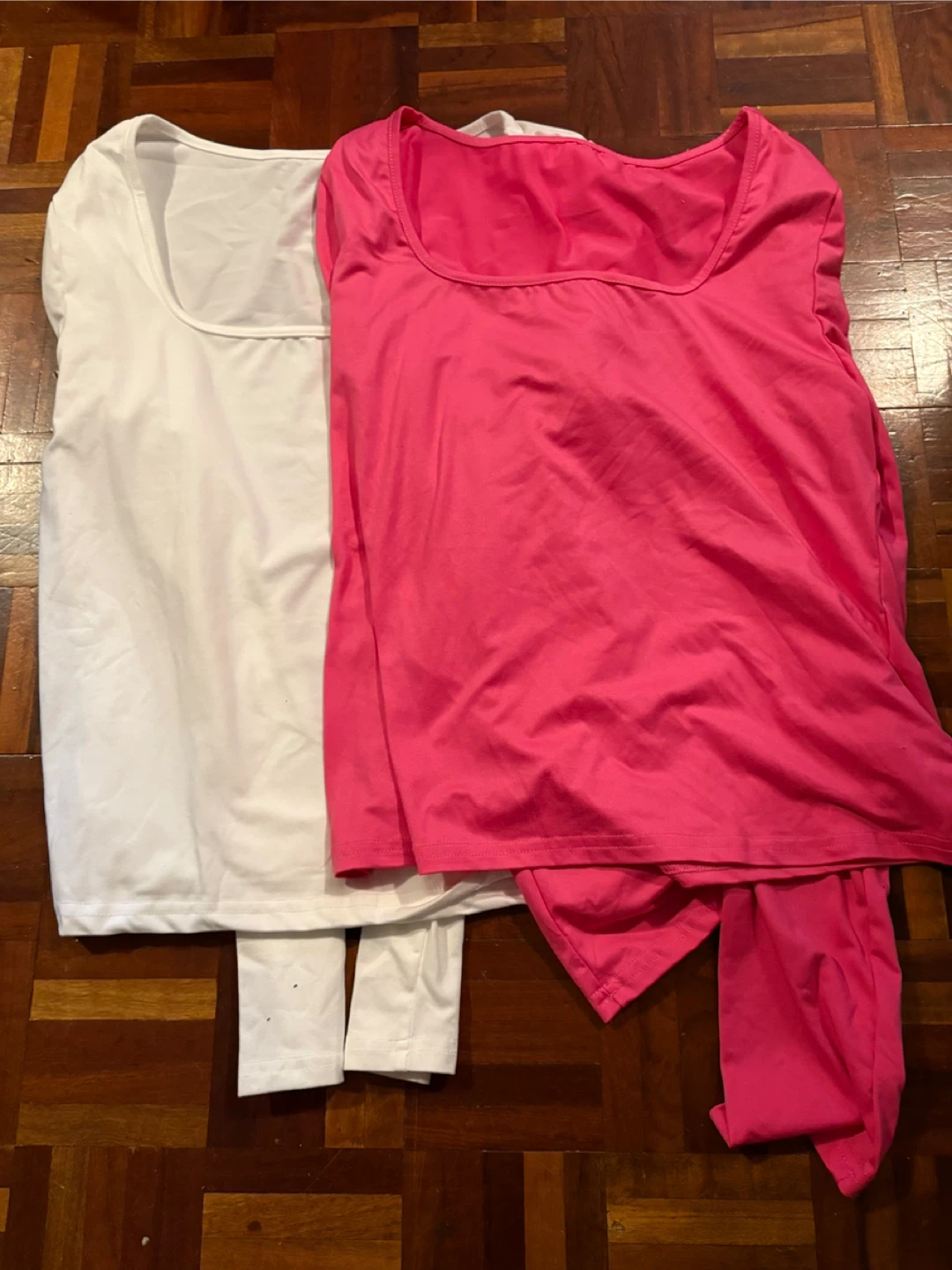 White and Pink Long Sleeve Tops