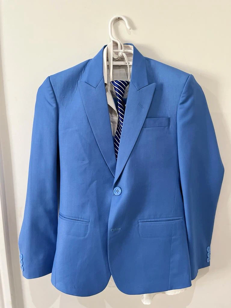 Boys Blue Suit with Vest and Tie - photo 4