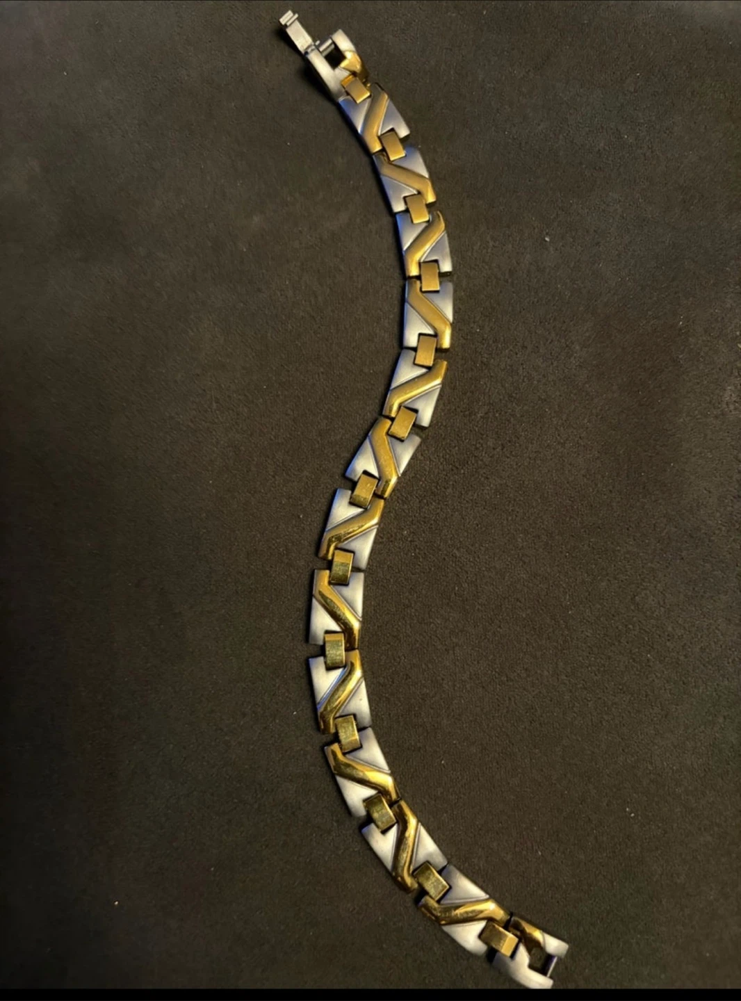 Two-Tone Magnetic Bracelet - Gold/Silver Stainless Steel - 7.5"