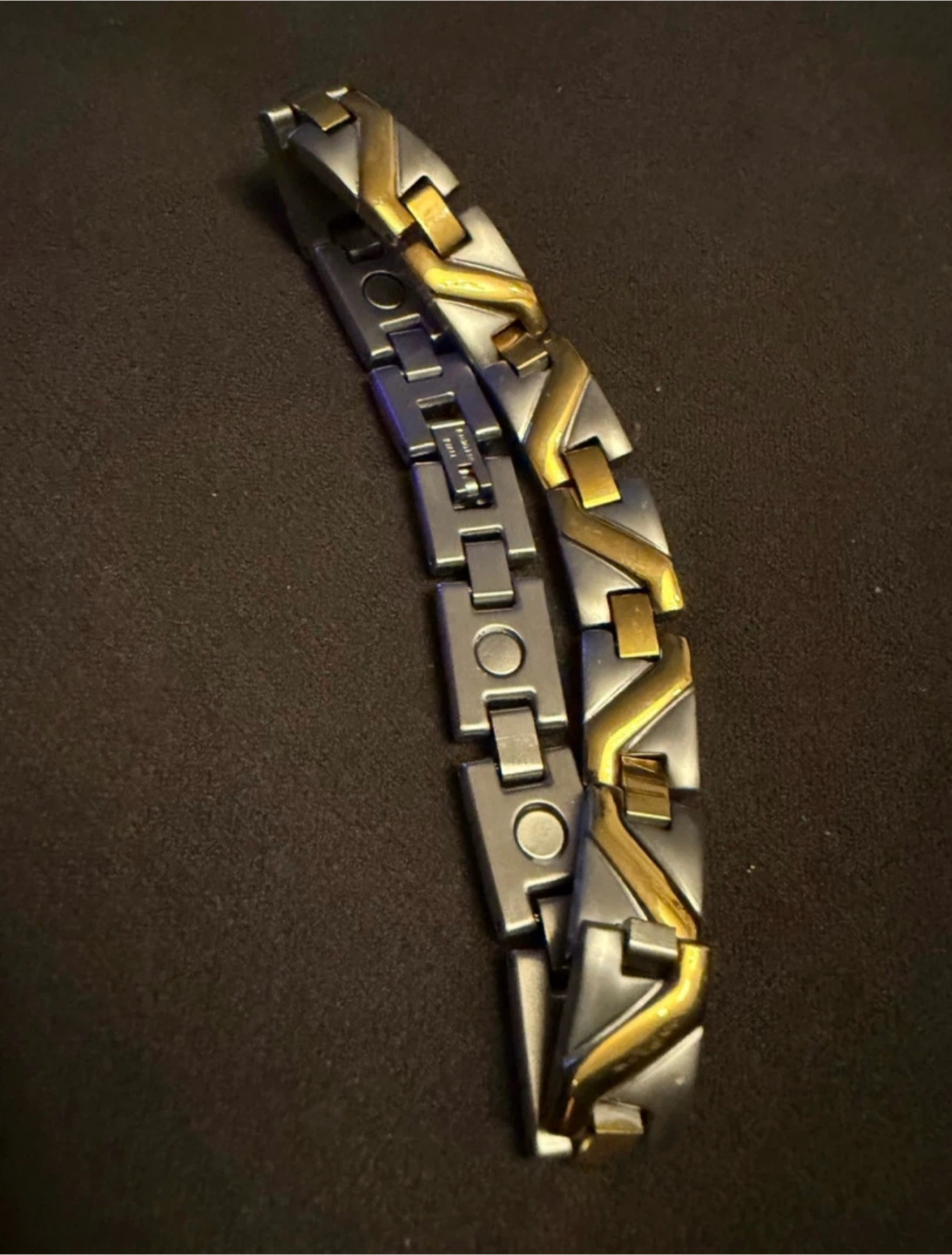 Two-Tone Magnetic Bracelet - Gold/Silver Stainless Steel - 7.5" - photo 2